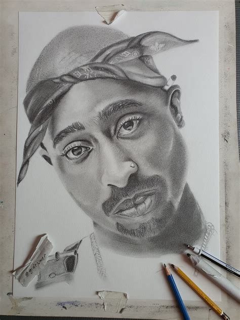 Tupac Portrait Drawing 的图像结果