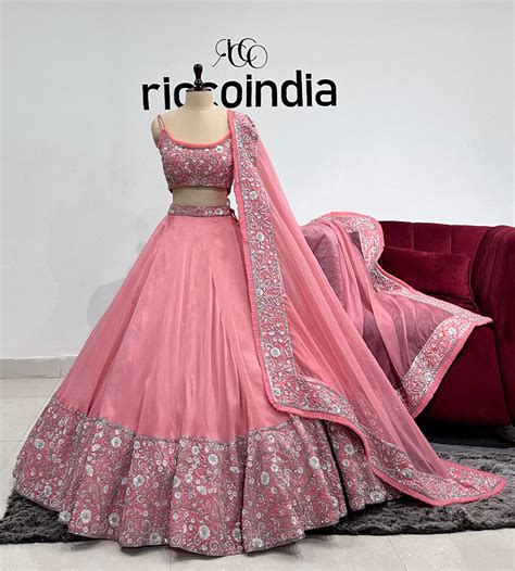 SALMON PINK FALRED LEHENGA – Ricco India