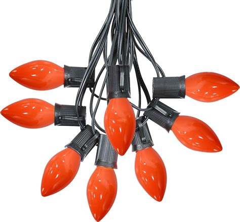 Luces LED C7 de Halloween, 25 pies, de cerámica, color naranja, luces ...