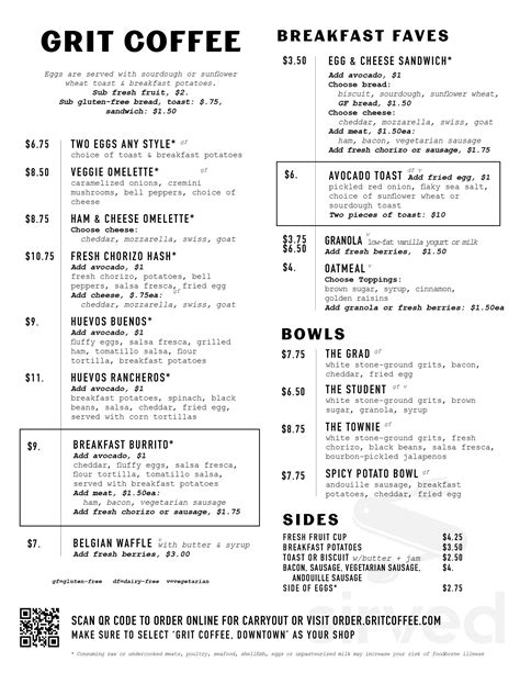 Grit Coffee, Downtown menu in Charlottesville, Virginia, USA