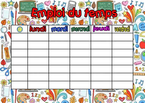 Emploi Du Temps Editable HTML/JavaScript 的图像结果