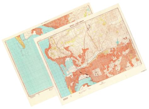 San Diego, CA (USA) 2-Sheet Set - Soviet Military City Plans – Longitude Maps