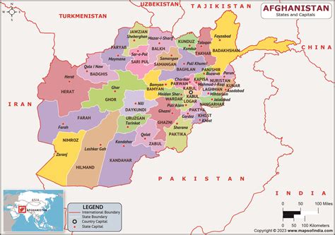 Afghanistan Provinces and Capitals List and Map | List of Provinces and ...