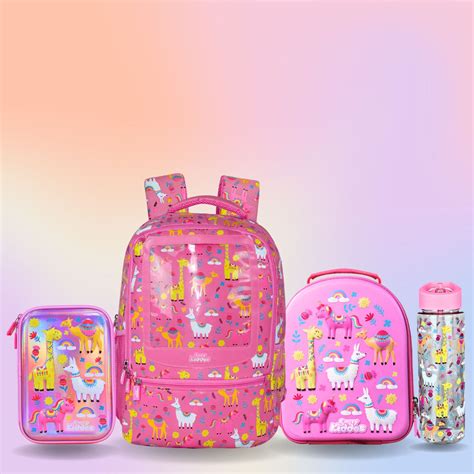 Smily Kiddos Combo PINK (Backpack, Lunch Bag, Pencil Box , Water Bottl