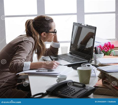Hard Working Woman with Office Files Stock Image - Image of woman ...