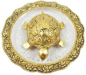 Shubh Sanket Vastu Brass Tortoise with Glass Plate Decorative Showpiece ...