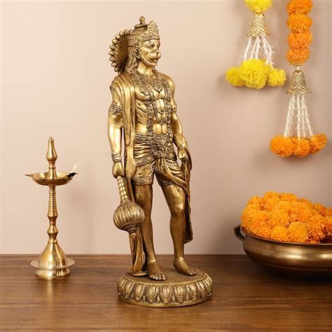 Buy Brass Lord Hanuman Statue Standing 24" Height - Budhshiv.com