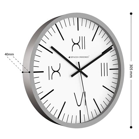 Silver Roman Designer Wall Clock – Modern Elegant Design – Spaces Unhooked