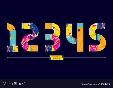 Graphic number in a set 12345 Royalty Free Vector Image