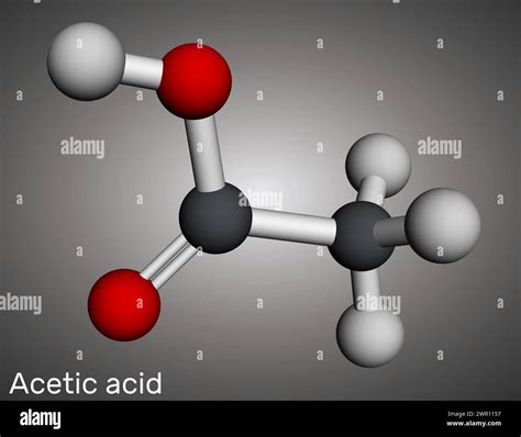 Acetic acid, ethanoic acid, CH3COOH molecule. Molecular model. 3D ...