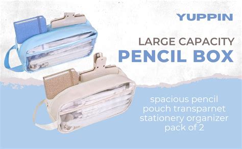 YUPPIN Large Capacity Pencil Box Spacious Pencil Pouch transparnet ...