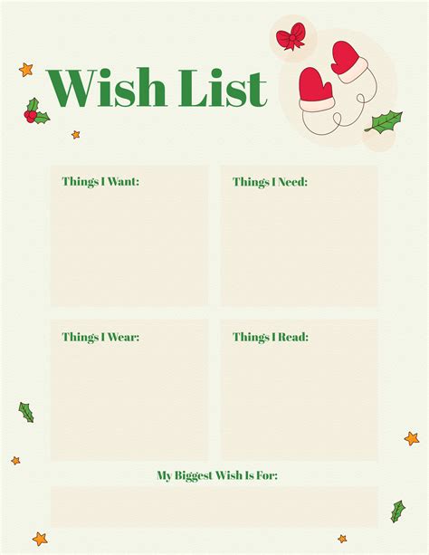 Free Printable Christmas Wish List Templates - WordLayouts