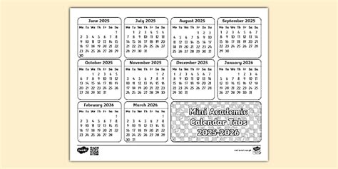 2025–2026 Mini Academic Calendar