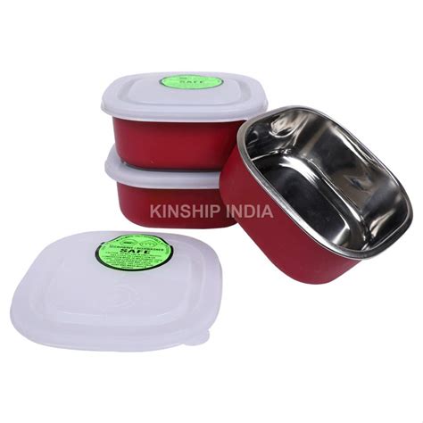 Buy KINSHIP INDIA Microwave Safe Stainless Steel Small Square Lunch ...