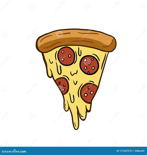 A Slice of Pizza. Vector Freehand Drawing Stock Illustration ...