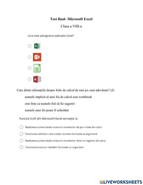 Image result for Excel Test Practice Worksheet