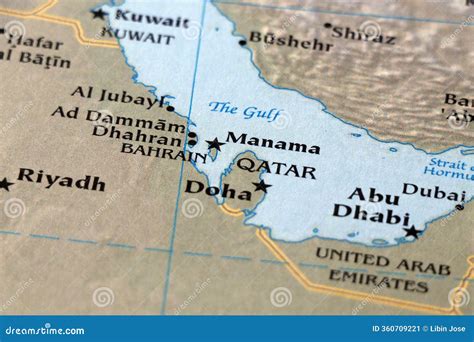 World Map of Middle East Gulf Qatar and Kuwait Country Stock Image ...