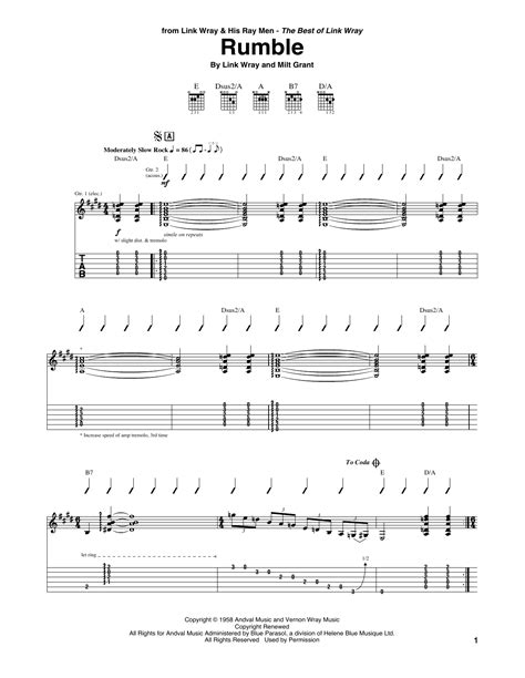 Rumble by Link Wray - Guitar Tab - Guitar Instructor
