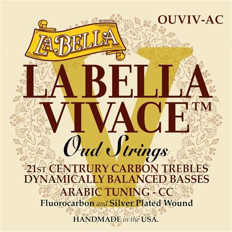 La Bella Strings Vivace OUD - OUVIV-AC - Arabic Tuning Strings for Oud - Fluorocarbon/Silver ...