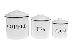 Buy Creative Co-op Metal Containers with Lids, Coffee, Tea, Sugar (Set ...