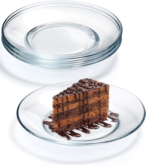 Amazon.com | NUTRIUPS 4 Pack 9 inch Tempered Glass Dinner Plates, Clear ...