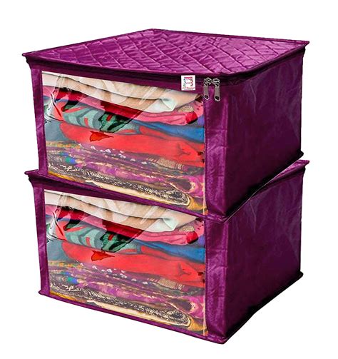 atorakushon® Satin Saree Cover Garments Cover Bag Wardrobe Organiser Up ...