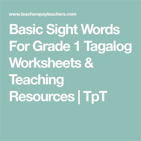Image result for Tagalog Basic Sight Words