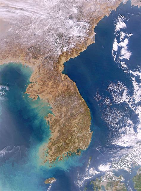 Large detailed satellite map (image) of Korean Peninsula | Vidiani.com ...