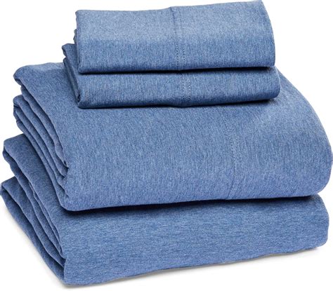 Amazon.com: Amazon Basics Cotton Jersey 4-Piece Bed Sheet Set, King ...