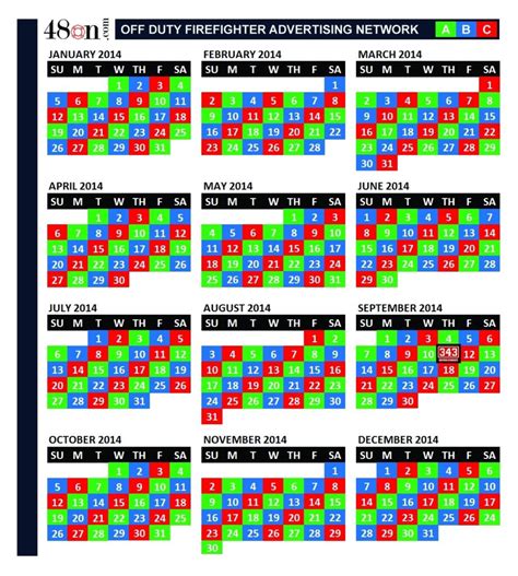 2026 Firefighter Shift Calendar 24 48 Printable - CookBookCalendars.com