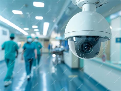 Premium Photo | Close up of surveillance camera in hospital