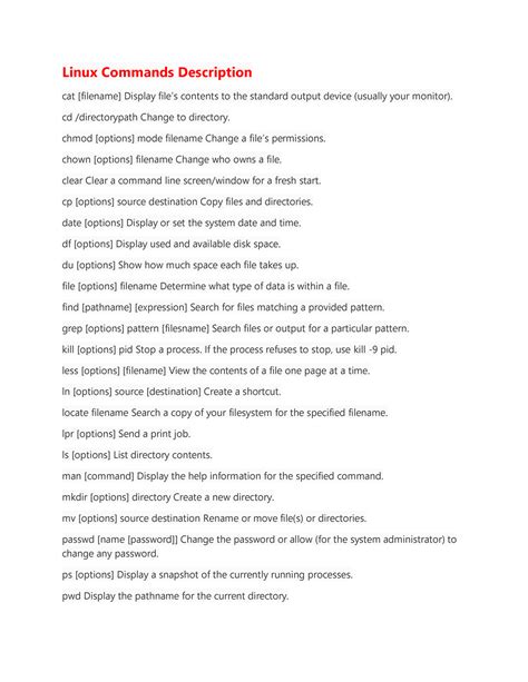 Linux Commands-1 - cd /directorypath Change to directory. chmod ...