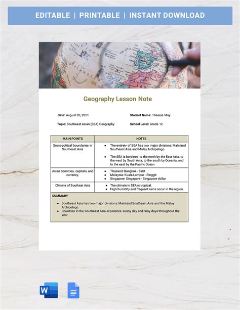 Image result for Template for Lesson Notes