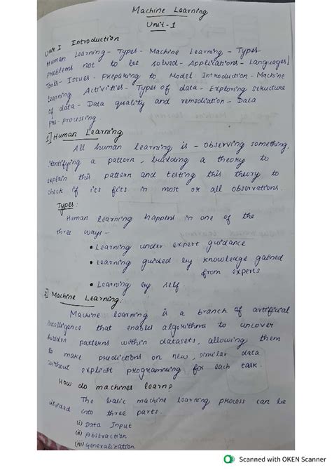 Machineunit 1 - Notes - Machine Learning Unit 1 Unit I Introduction ...