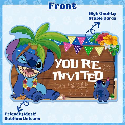 YCKens 20 Pcs Blue Invitation Cards- Stich Birthday India | Ubuy