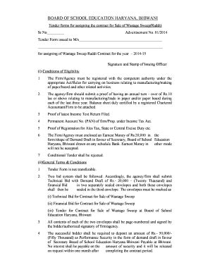 Fillable Online Tender forms for assigning the contract for Sale of ...