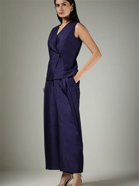 Waistcoat & Trousers Co-ord Set - Navy Blue