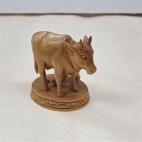 3" Handmade Sandal Wood Carved Cow and Calf Statue – VTI HERITAGE