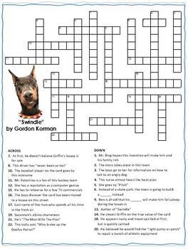 "Swindle" by Gordon Korman Crossword Puzzle & Word Search Combo | TPT