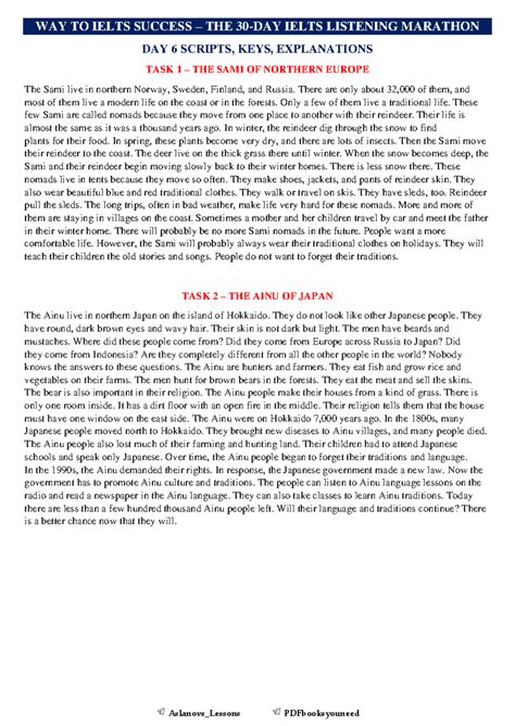 DAY 6: IELTS Listening Marathon Scripts, Answers & Explanations - Studocu