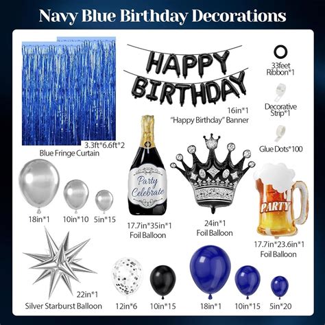 EHOIHEI Blue and Black Happy Birthday Decorations for Men India | Ubuy