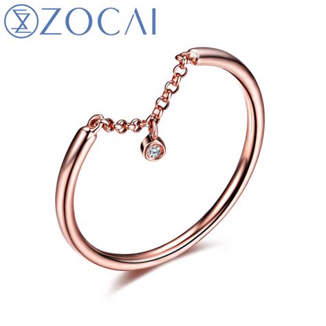 ZOCAI 디자인 천연 0.006 CT 다이아몬드 반지 Au750 W06225, 18K 로즈 골드|ring natural ...
