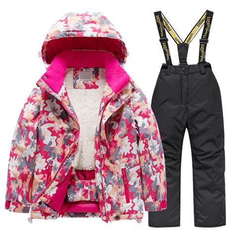 Kids Snow Suit Solid Color Ski Overall Girls Ski Coat Kids Snow Pants ...
