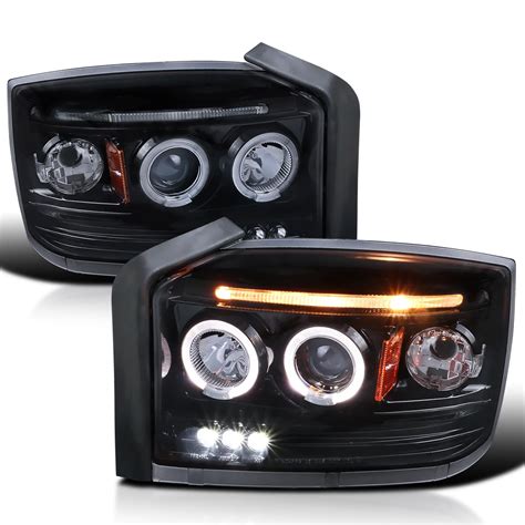 Dodge Dakota Custom Headlights Black Fits 2005 2007 Dodge Dakota LED