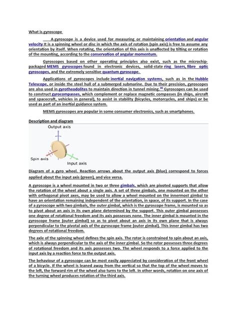 Description and Diagram | PDF | Gyroscope | Mechanics
