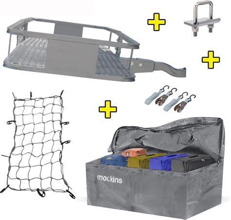 Buy Mockins Gray Hitch Mount Cargo Carrier with Cargo Bag and Net |The ...