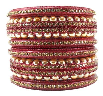 Sukriti Rajasthani Wedding Maroon Lac Bangles for Women - Set of 6 ...