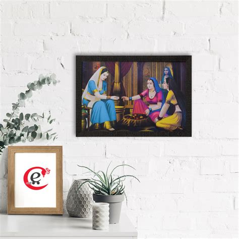 Village Lady Buying Bangles Satin Matt Texture UV Art Painting ...