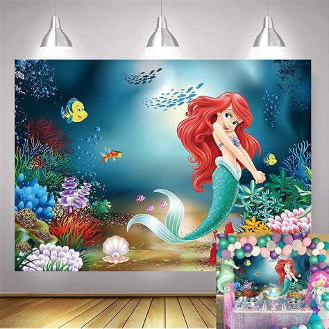 Buy GUOBING Betta Little Mermaid Photography Backdrop Under The Sea ...