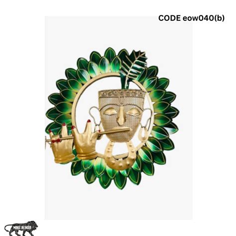 Metal Wall Art Green Flower Krishna Frame | Metal Krishna Wall Decor ...